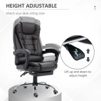 HOMCOM Executive Office Chair with Footrest, Ergonomic PU Leather Desk Chair with High Back, 145° Reclining, Thick Padded, Swivel Wheels for Home, Brown(m-6)