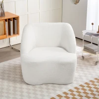 HOMCOM Moderne fauteuil met fleece-look bekleding, knusse stoel voor woonkamer, slaapkamer of thuiskantoor, crèmewit(m-7)