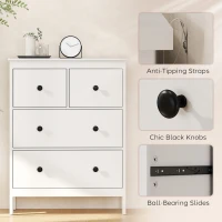 HOMCOM Modern Chest of Drawers, 4 Drawer Dresser Clothes Storage Organiser for Living Room, Hallway, Entryway, White(m-5)