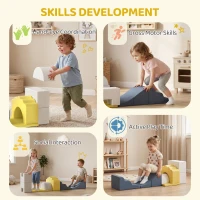AIYAPLAY 7-teiliges Kinder Schaumstoff Bausteine für Kinder mit abnehmbarem Bezug, Indoor Kletter- und Krabbelspielzeug, Gelb(m-6)