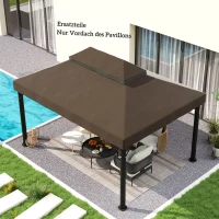 Outsunny hoes voor tuinprieel 3x4 m, 2-laags, van Oxford-stof 600D met afvoeropeningen, koffie(m-7)
