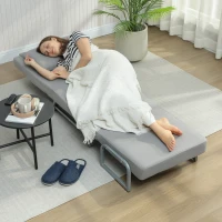 HOMCOM Slaapfauteuil, Gepolsterde Fauteuil, Om te Vormen tot Gastenbed, Ergonomisch, Lichtgrijs(m-8)