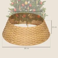 HOMCOM Kerstboomrok, Ø 68cm Kerstboomkraag van Kunststof, voor de Kerstboomstandaard, Kerstboomstandaard Afdekking voor Thuis, Feest, Decoratie, Natuurhout(m-3)