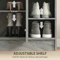 HOMCOM Schuhschrank, Platz für 12 Paar Schuhe, 2 Türen und 4 offene Fächer, für Flur oder Eingangsbereich, Grau(m-5)