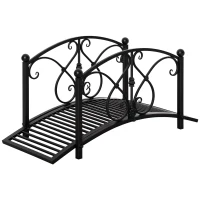 Outsunny Tuinbrug, vijverbrug met veiligheidsleuningen, sierbrug tot 100 kg belastbaar, 102 x 48 x 49 cm zwart(m-11)