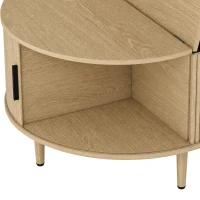 HOMCOM Tavolino Rotondo 80 cm con Piano Ribaltabile e Contenitore Nascosto, Legno Naturale(m-10)
