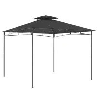 Outsunny Paviljoen 3x3 m waterafstotend stevig tuinpaviljoen met uitschuifbaar bovenframe en dubbeldak donkergrijs(m-1)