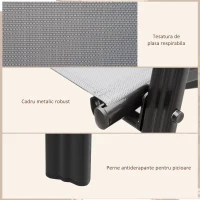 Outsunny Set de 4 Scaune de Grădină Stivuibile, Scaune de Exterior cu Cotiere din Metal și Țesătură Respirabilă, 54x75.5x95 cm, Gri(m-6)