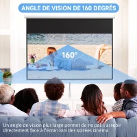 HOMCOM Écran de projection TV et Home Cinema de 100 Pouces vidéo projecteur 16:9 4K HD, fixation mural ou plafond(m-5)