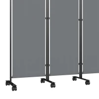 Outsunny Kamerscherm 5-delig 252 x 40 cm Vrijstaand Paravent met 12 Wielen Opvouwbaar DIY Donkergrijs(m-10)