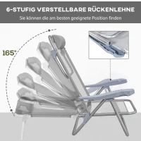 Outsunny 2-delige set campingstoelen inklapbaar met 6-voudig verstelbare mesh-rugleuning en hoofdsteun 62 x 65 x 80 cm Lichtgrijs(m-5)