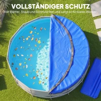 Outsunny Zwembadafdekking rond Ø 550 cm stof- en waterdichte afdekzeil met bevestigingstouw en spanner voor zomer & winter, Blauw(m-4)