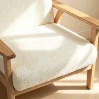 HOMCOM Modern Armchair, Sherpa Fleece Upholstered Accent Chair with Solid Wood Legs and Wide Seat, Cream White(m-11)