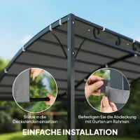 Outsunny Vervangend pergoladak zonnescherm voor terrasoverkapping vervangend dakzeil voor 3 x 3 m paviljoen 298x293 cm donkergrijs(m-5)