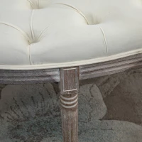 HOMCOM Gestoffeerde Bank Zitbank Vintage Retro Bedbank met Knopen Fluweelzachte Aanraking Rubberhout Beige 142 x 49 x 49 cm(m-9)