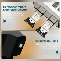 HOMCOM 4-sleuven broodrooster met 7 bruiningsniveaus, opwarm-, ontdooi- en annuleerfunctie(m-7)