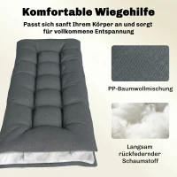 Outsunny Palletkussen Verwijderbaar Zitkussen met Bevestigingsriemen Palletkussen voor de meeste Ligstoelen 198x65x13cm Donkergrijs(m-5)