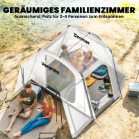 Outsunny Achtertent voor 2-4 personen, 320 x 280 x 205 cm 2-in-1 autotent waterdicht tunneltent met 4 deuren, raam en grondzeil(m-5)