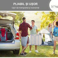 Outsunny Set de 2 Sezlonguri pentru Plaja Pliabile cu Spatar Rabatabil pe 5 Niveluri, Sezlong de Gradina din Otel si Tesatura Plasa, Bej(m-6)