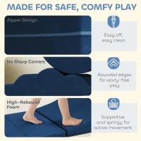 AIYAPLAY 7 Piece Kids Soft Play Set with Detachable Cover, Baby Indoor Climb and Crawl Foam Toy for Toddlers, Dark Blue(m-5)
