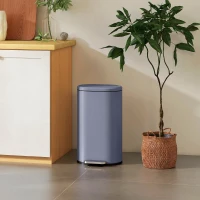 HOMCOM Prullenbak Keuken 30L Pedaalemmer met Soft-Close Deksel, Metalen, Grijs, 36,5 x 31 x 61 cm(m-9)