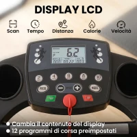 HOMCOM Tapis Roulant Elettrico Pieghevole Salvaspazio, Tapis Roulant Professionale con Display LCD, Velocità 0.8-10km/h e 12 Programmi, Potenza 500W, per Casa e Ufficio, Nero(m-5)