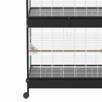 PawHut Grote vogelvolière met uitneembare scheidingswand, 2 deuren, 4 houten zitstokken, wielen, 2 lades en 6 voerbakjes, XXL(m-12)
