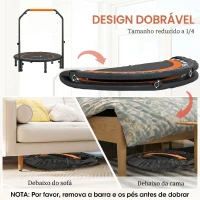 HOMCOM Trampolim Fitness Ø102 Trampolim Dobrável com Pega Ajustável em 4 Níveis Estrutura de Aço Preto e Laranja(m-5)