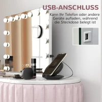 HOMCOM LED-make-upspiegel, 3 lichtstanden, dimbaar, touch-bediening, USB, 58 x 48 cm, wit(m-4)