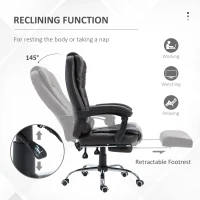 HOMCOM Executive Office Chair with Footrest, Ergonomic PU Leather Desk Chair with High Back, 145° Reclining, Thick Padded, Swivel Wheels for Home, Brown(m-5)