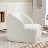 HOMCOM Moderne fauteuil met fleece-look bekleding, knusse stoel voor woonkamer, slaapkamer of thuiskantoor, crèmewit(m-9)