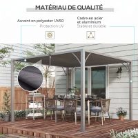 Outsunny Pergola 3 x 3 m bioclimatique pergola avec lames orientables style contemporain UV 50+ aluminium - gris(m-5)