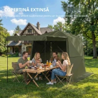Outsunny Pavilion 2x2m Impermabil Stabil Rezistent la iarnă Pop-up Pavilion pliabil cu 4 panouri laterale Ferestre din plasă Ușă frontală UPF 30+(m-5)