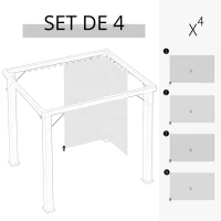 Outsunny 4 perdele de rezervă pentru pavilioane 3x3m, rezistente, pentru stâlpi și șine glisante, fermoar dublu, bej(m-7)