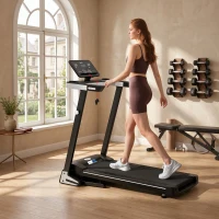 Tapis de Course Electrique Pliable - Aosom.fr x FFHandball - Tapis Roulant 1-12 Km/h 500 W écran LCD 12 programmes Noir(m-8)