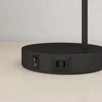 HOMCOM Set van 2 Moderne Tafellampen met USB-A- & USB-C-poort – Voor Slaapkamer, Woonkamer & Kantoor, Zwart(m-10)