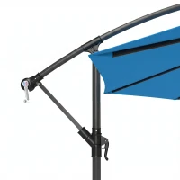 Outsunny 3m Overhanging Parasol, with Base, Weights and Cover - Blue(m-10)