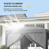 Outsunny Pavilion de Exterior 3x3 m Pliabil cu 4 Panouri Laterale, din Oțel și Material Oxford Gri(m-6)
