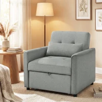 HOMCOM 3-in-1 Schlafsessel, Ausziehbarer Sofa-Bett Sessel mit Verstellbarer Rückenlehne, Grau(m-10)