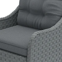 Outsunny 4-Piece Wicker Patio Furniture Set with 2 Armchairs, Loveseat, Glass Coffee Table, Conversation Sofa Set, Dark Grey(m-11)