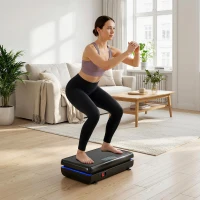 SPORTNOW Plataforma Vibratória com 120 Velocidades 5 Programas Ecrã LED Luz Controlo Remoto e 2 Bandas Elásticas 48x32x13 cm Preto(m-10)