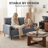 HOMCOM 2-Sitzer-Sofa, dicke Kissen, samtiger Bezug, Polstersofa, Schwarz(m-5)