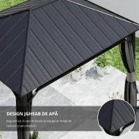 Outsunny Pavilion de grădină, pavilion metalic, impermeabil, rezistent la UV, pavilion pentru terasă cu pereți din plasă și perdele, gri închis(m-6)