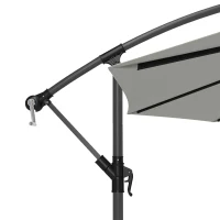 Outsunny 3m Overhanging Parasol, with Base, Weights and Cover - Light Grey(m-10)