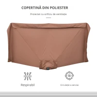 Umbrela de soare Semicirculara Outsunny pentru Terasa si Gradina, Umbrela de soare Semiluna pentru Perete cu Manivela, 230x130x249cm, Culoare Cafea(m-4)