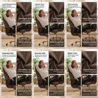 Vinsetto Scaun de Birou Ergonomic Inclinabil și Rotativ în Țesătură cu Aspect de In cu Tetieră, Maro(m-4)