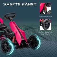HOMCOM Go-Kart, Kinderfahrzeug mit verstellbarem Sitz, Tretfahrzeug, Tretauto mit Handbremse, 3-8 Jahre, Outdoor, Rosa(m-6)