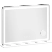 HOMCOM Miroir maquillage lumineux 80x60cm, miroir coiffeuse LED dimmable, lumière RGB, 3 températures de couleur, blanc(m-1)