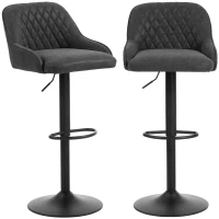 HOMCOM Bar Stools Adjustable Swivel Kitchen Chairs with Backrest Set of 2 for Kitchen Island Black(m-13)