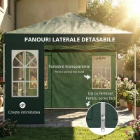 Outsunny Cort Pliabil 3x3 m Pop-up cu UPF50+ 4 Laterale Detașabile Înălțime Reglabilă și Husă de Transport Verde(m-5)